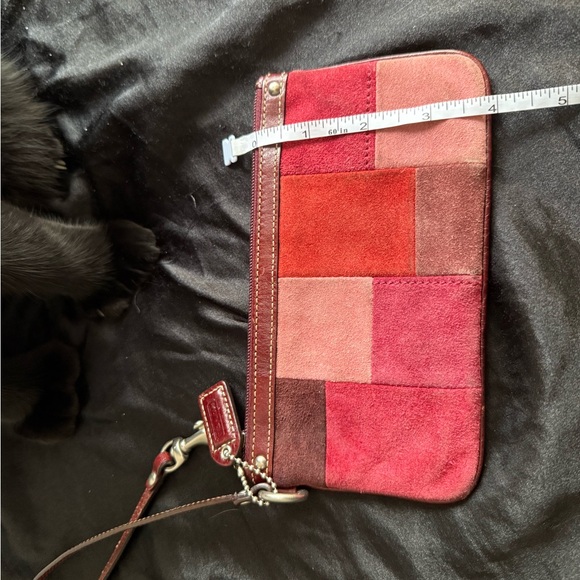 Coach Patchwork Suede Wristlet - Red & Pink Tones - Picture 6 of 6
